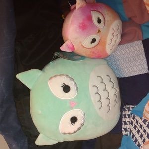 Imogen teal owl 8" + Olalla pink tie dye 5" squishmallow New